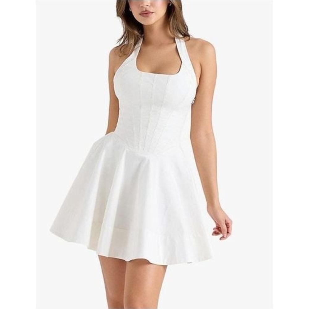 House of CB White Halter Mini Dress